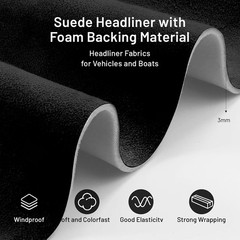 36″L x 60″W High-Quality Faux Suede Headliner Fabric for Cars, Tube Packaged