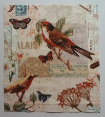 Fabric Cotton Birds Butterfly Music Sheet 7 7/8″ L x 6 7/8″ W Tan Background