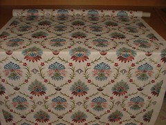 Embroidered Floral Curtain Fabric 0.85 Metres Amadore Poppy Upholstery Cushion