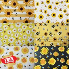 SZRUIZFZ Bee Fabric Squares 5x5inch 42Pcs