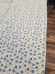 Vintage 100% Cotton Quilting Fabric Baby Blue And Yellow Flowers Tiny 1/2 YARD