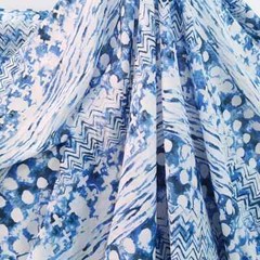 Natural Silk Cotton Fabric 53‘’ Wide By Yard Blue White Pattern Fabric Mulberry