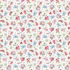 Americana Medium Floral Y4774-2 Light Cream 4th July Picnic Fabric Beth Grove
