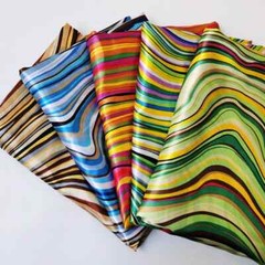 Satin Fabric 58” Wide By Yard Colored Stripe Satin Lining Scarf Kimono Material