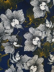 Navy floral Printed spandex stretchable Fabric wrinkle resistant 60” W Sold BTY
