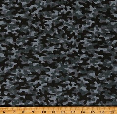 Cotton Camouflage Camo Blender Gray Grey Black Fabric Print by the Yard D768.76