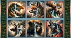24″ Fabric Panel | Blank Wilderness Song Forest Animal Waterfall Block