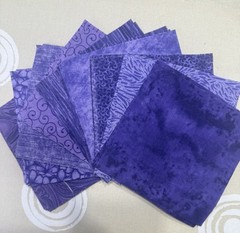108 Piece ALL PURPLE Charm Pack 5” Squares Cotton – 9 designs / 12 Each design