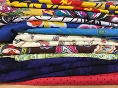 Huge Lot 10 Prints Fabric Approx. 15 yards red, blue, green