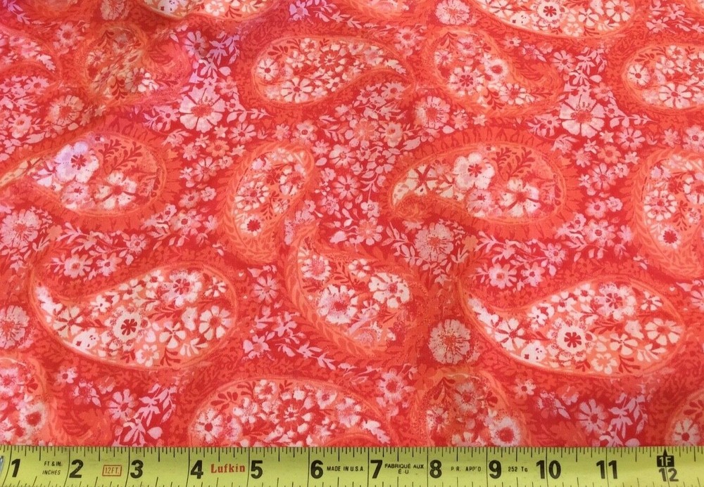 CHOICE FABRICS- PAISLEY GARDEN #BD48800-A02- RED/ CORAL– BY THE YARD