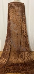 100% Burnout Silk Satin Rich Copper Bronze French Georgette Fabric 2yds 52″ Wide