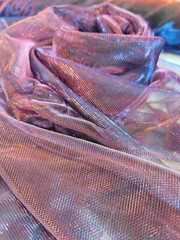 Fabric By The Yard Iridescent Mesh Stretch Two Tone Blue Red