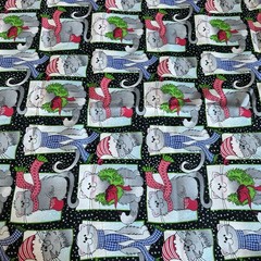 Christmas Winter Grey Cats Scarfs Hats Wreath Patty Reed Laurie Campbell 1.6 Y
