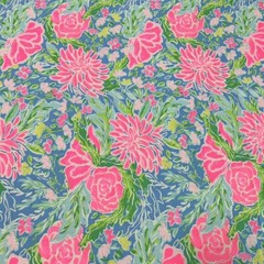Lilly Pulitzer Cotton Poplin Fabric ZANZIBAR BLUE BLUE BUNNY BUSINESS 36″ X 57″