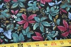 By 1/2 Yd, Burgundy Blue Green Floral on Black Cotton/Hoffman/Country Side,B1180