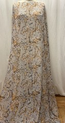 100% Silk Chiffon Georgette Gold Lurex Grey Abstract Fabric By The Yard 56″ Wide