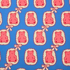 Cute Pink Teddy Bear Patterned Fabric made in Korea by the Yard