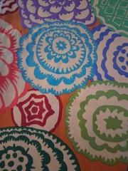 Full 2 Yards Fabric Deco Design Red Blue Orange Green Kaffe Fassett Collective