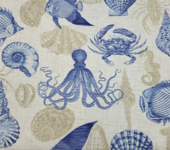 8 Yds Richloom Sea Life in Marine 54″ Wide 100% Polyester Outdoor Shell Blue