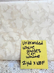 Unbranded Halloween Cotton Fabric Ghosts and “Boo” on White 2 Yds x WOF