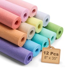 Large Stiff Felt Sheets 8×35 Inch 12 Assorted Colors Fabric Bundle Pastel