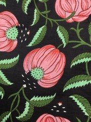 Indian Handmade Cotton Black Floral Printed Dressmaking Sewing Fabric 5 Yard US