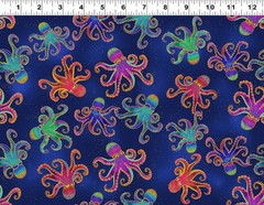 1/2 Yard Fabric – Oceania | Octopi – Navy Blue by Laurel Burch for Clothworks
