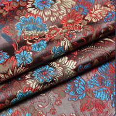 Satin Faux Silk Fabric Vintage Chinese Peony Flower Damask Brocade Costume