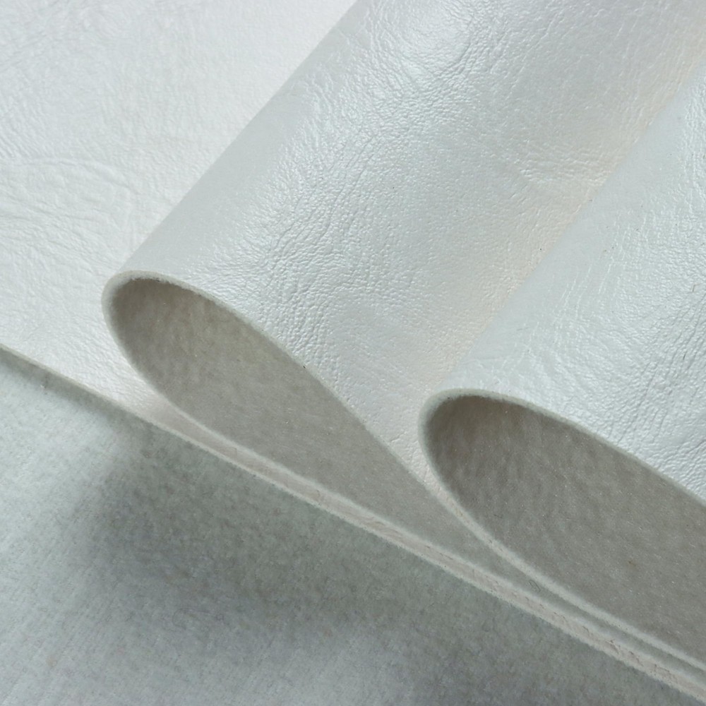 White Marine Vinyl Faux Leather Upholstery Fabric Soft Textured Sheet