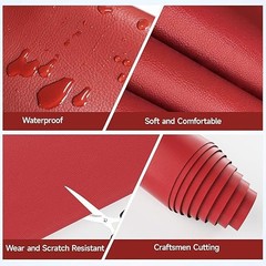 51×54” Vinyl Faux Leather Red Marine Auto Boat Fabric DIY Repair Upholstery