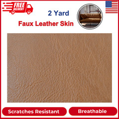 Thick 2 Yard Faux Leather SoftSkin Grain PU Fabric For Furniture Cover Camel Tan