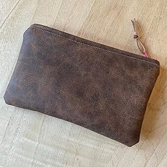 NAT Leathers Brown Distressed 2 Tone Oily Faux Leather PU Peta Approved Vegan