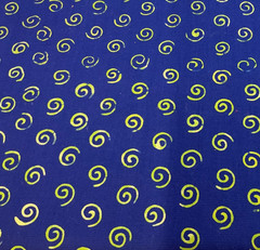 GREEN SWIRLS ON ROYAL BLUE COTTON – 1 YARD