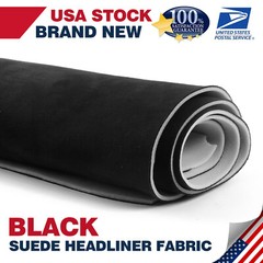 Stylish Black Suede Fabric 79″x59″ Ideal for Car Roof Interior Repair 3mm Thick