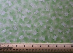 27″ x 44″ cotton fabric White Lacy Like Butterflies on Mint Green Tye Dye