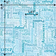 Cotton Words of Faith Religious Bible Words Blue Fabric Print by Yard D751.30