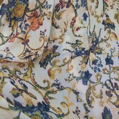 1 Yard Vintage Dress Fabric Crinkled Chiffon Material Crepe