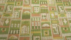 VTG Fisher and Gentile Cotton Fabric Window Views Olive Peach BTY x 44