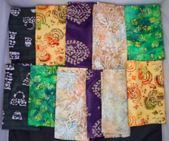 1 Lb 10+ Oz Batik Quilting Cotton Fabric Scraps Assorted Sizes & Colors Lot 1