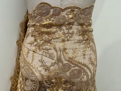 Antique gold Corded embroidery Bridal Lace Fabric 50” Width Sold By The Yard