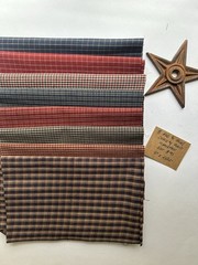 8 RED & BLUE Check & Plaid 100% Cotton Homespun FAT 8THS (9″x21/22″)