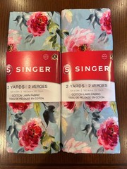 Beautiful! Lot of 2 – SINGER Floral on Blue Cotton Lawn – NEW – 4 Total Yards