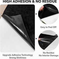 Suede Wrap Self-Adhesive Black Suede Car Interior Wrap 17in x 72in Microfiber…