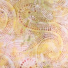 Batik Fabric Swirls Dots Design Golden Yellow Brown BTHY Cotton Quality