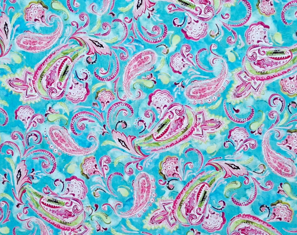 1/2 Yard Pink Blue Paisley Floral 100% Cotton Sewing QT Fabric 100% Cotton