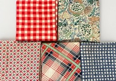 Feedsack Reproduction 5 Half Yards Red, Blue Colorway Bundle 2.5 Yards Total