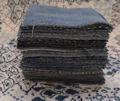 Denim Blue Jean Fabric Squares 4 1/2″ X 4 1/2″ Lot Of 90 For Rag Quilt Craft