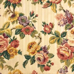 Vintage Mill Creek Floral GARDEN Pastel Yellow Cotton Drapery Pillow Fabric BTY