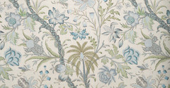 COWTAN & TOUT CURTAIN FABRIC DESIGN Arabella 3.5 METRES SKY/FERN LINEN BLEND