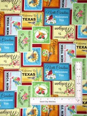 United States Bird Flower States Fabric Cotton Stateside by Blank Textiles Yard